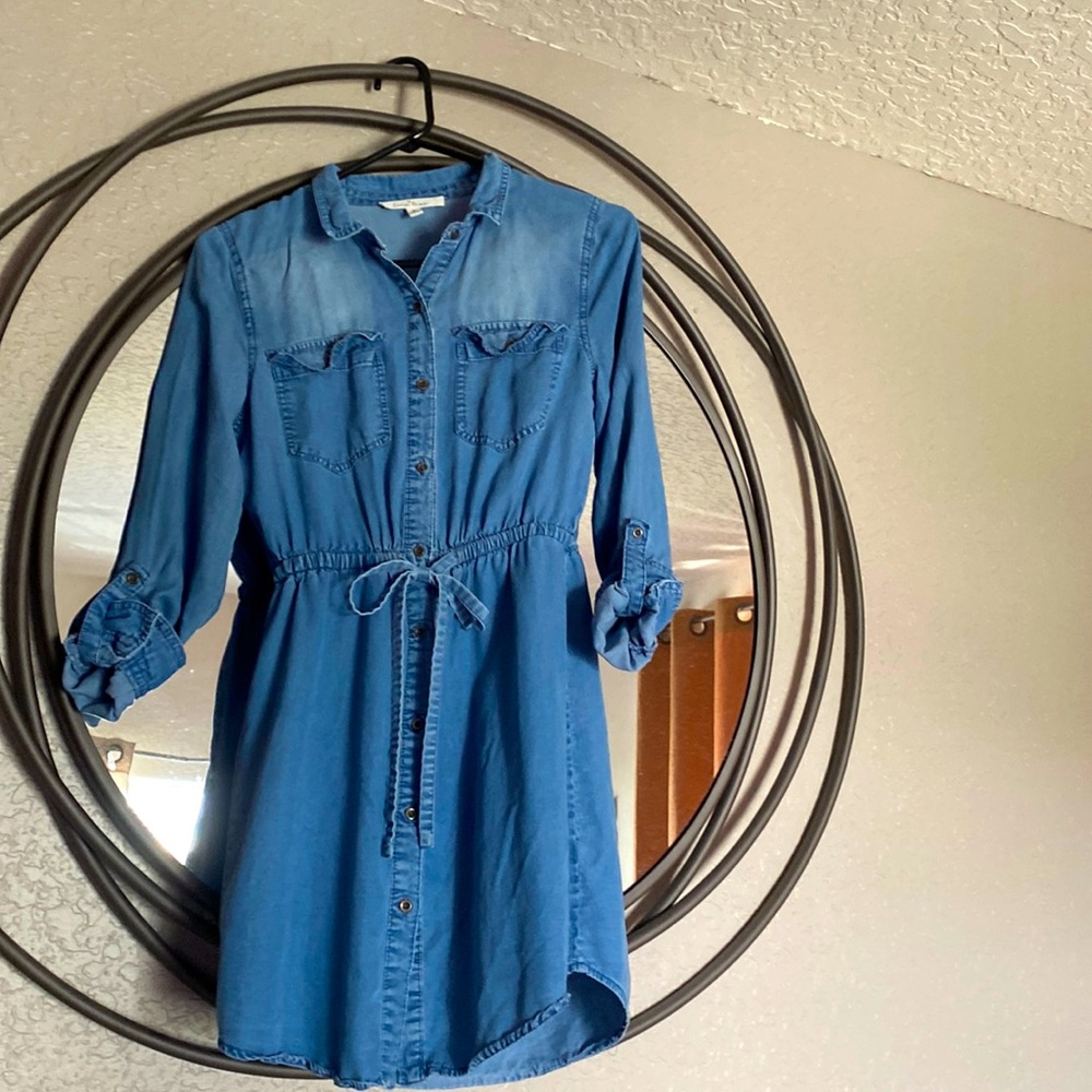 light weight jean mens shirt made into a dress by love tree